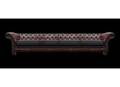 Braune Chesterfield Ledercouch Designer Viersitzer Wohnzimmer Edle Sofas