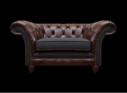 Chesterfield Braun-Grauer Sessel Wohnzimmer Einsitzer Moderne Edle Möbel