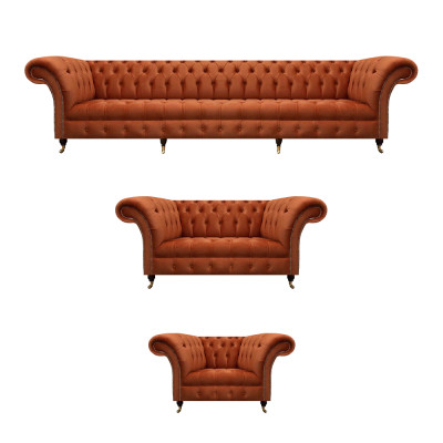 Braune Chesterfield Polstergarnitur Designer Komplette Couchen 3tlg Set