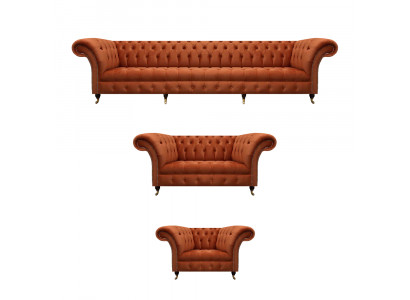 Braune Chesterfield Polstergarnitur Designer Komplette Couchen 3tlg Set