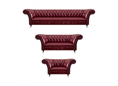 Dunkelrote Chesterfield Ledergarnitur Designer Ledersofas Sitzcouchen