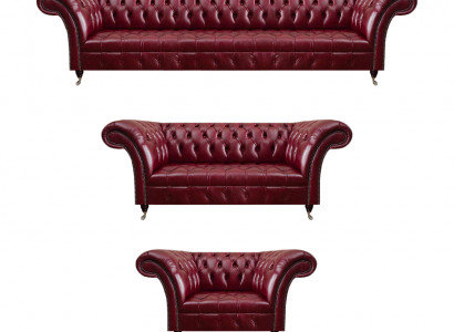Dunkelrote Chesterfield Ledergarnitur Designer Ledersofas Sitzcouchen