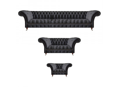 Schwarze Chesterfield Textilgarnitur Polstersitzmöbel Couchgarnituren