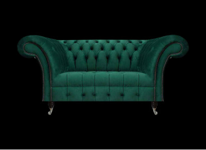 Grüne Chesterfield Polstercouch Designer Zweisitzer Edle Textil Möbel