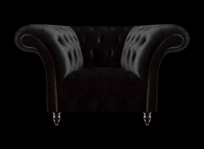 Chesterfield Schwarzer Lehnsessel Polstermöbel Wohnzimmer 1-Sitzer Neu