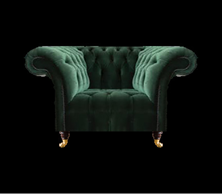 Chesterfield Grüner Sessel Textilsessel Stoffsitzer Wohnzimmer Möbel