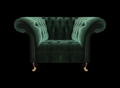 Chesterfield Grüner Sessel Textilsessel Stoffsitzer Wohnzimmer Möbel