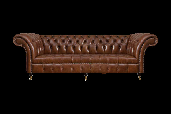 Braune Chesterfield Ledercouch Edle Couchen 3-Sitzer Wohnzimmer Möbel
