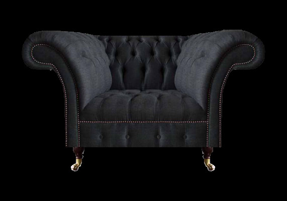 Wohnzimmer Chesterfield Schwarzer Einsitzer Textilsessel Edler Sessel