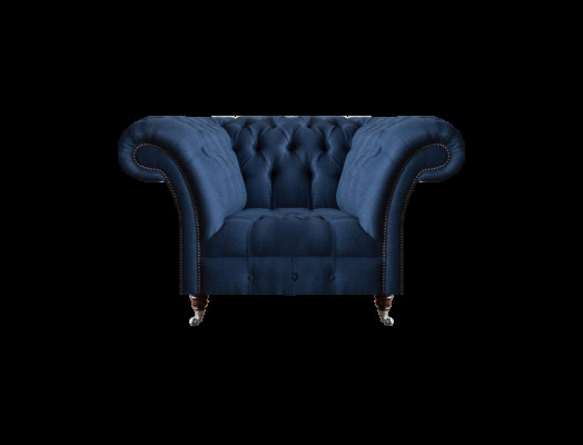 Blauer Chesterfield Lehnsessel Wohnzimmer 1-Sitzer Edle Luxus Sitzmöbel