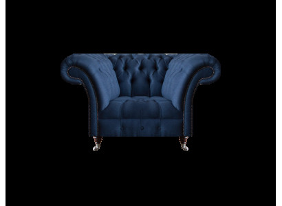 Blauer Chesterfield Lehnsessel Wohnzimmer 1-Sitzer Edle Luxus Sitzmöbel