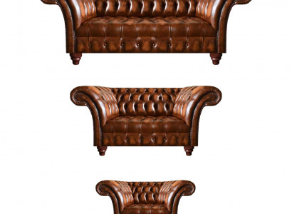Hochwertige Chesterfield Garnitur Couchgarnitur 2x Sofas Polster Sessel