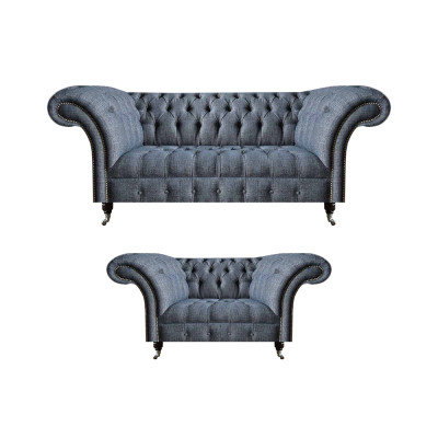 Wohnzimmer Chesterfield Sofas Designer Polster Garnitur 3-Sitzer 2-er