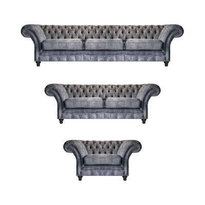Chesterfield Graue Textilgarnitur Wohnzimmer Sofas Designer Couchen
