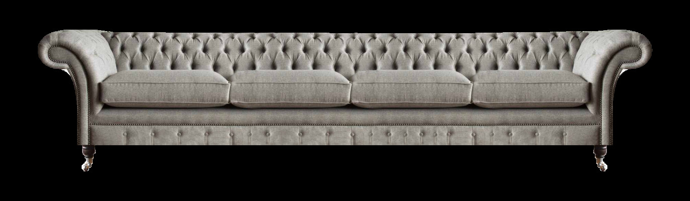 Hellgraues Chesterfield Polstersofa Designer 4-Sitzer Textil Sitzmöbel