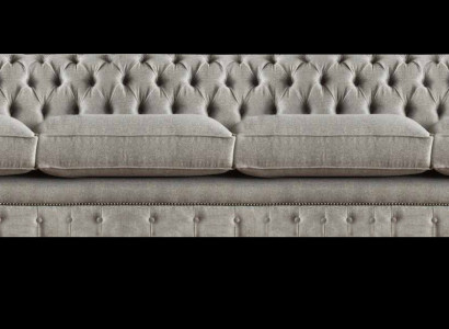 Hellgraues Chesterfield Polstersofa Designer 4-Sitzer Textil Sitzmöbel
