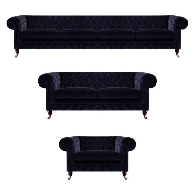 Luxuriöse Blaue Chesterfield Couchen Exklusiver 4-Sitzer Polstersessel