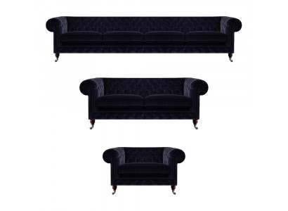 Luxuriöse Blaue Chesterfield Couchen Exklusiver 4-Sitzer Polstersessel