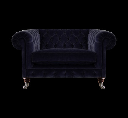 Dunkelblauer Chesterfield Sessel Wohnzimmer Designer Einsitzer Sitzmöbel