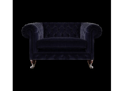 Dunkelblauer Chesterfield Sessel Wohnzimmer Designer Einsitzer Sitzmöbel