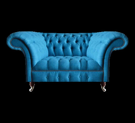Blauer Chesterfield Textil Zweisitzer Sitzmöbel Designer Edle Sitzsofas