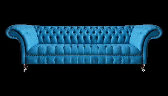 Chesterfield Stilvolle Wohnzimmer Hellblaue Viersitzer Couch Textil Sofa