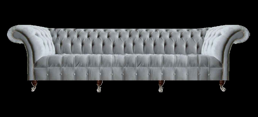 Hellgraue Chesterfield Viersitzer Couch Designer Polstersofas Edles Sofa