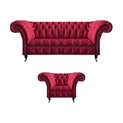 Wohnzimmer Rosa Chesterfield Couch Sitzmöbel Edle Couchen Sessel 2tlg