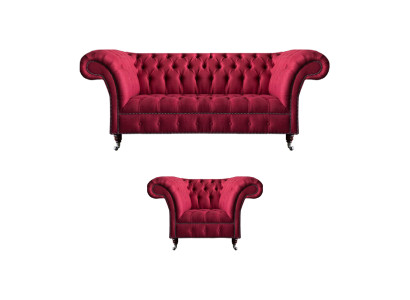 Wohnzimmer Rosa Chesterfield Couch Sitzmöbel Edle Couchen Sessel 2tlg