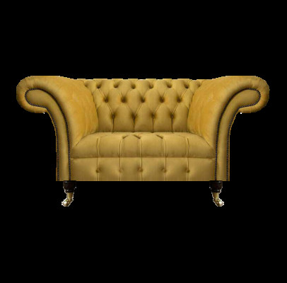 Chesterfield Designer Zweisitzer Sofa Couch Wohnzimmer Luxus Gelb Polstersofa