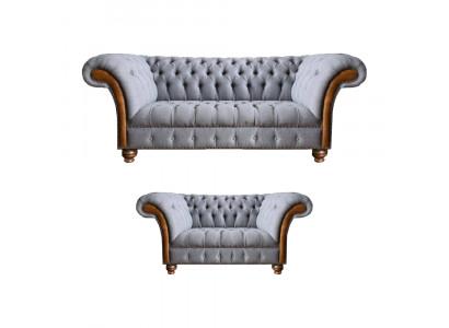 Hellgraue Chesterfield Sofas Designer Textil Couchen Polster Sitzmöbel