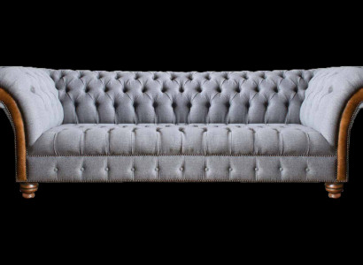 Hellgraues Chesterfield Polstersofa Wohnzimmer Designer Couch 4-Sitzer