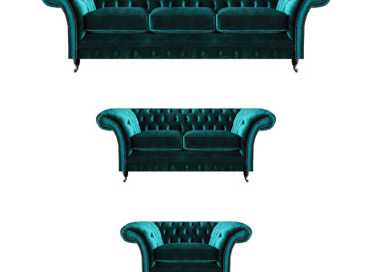 Grüne Wohnzimmer Chesterfield Garnitur Designer Polstermöbel Luxus Set