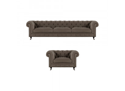 Hellgraue Chesterfield Polstermöbel Edle Textil Couchen Luxus Sessel