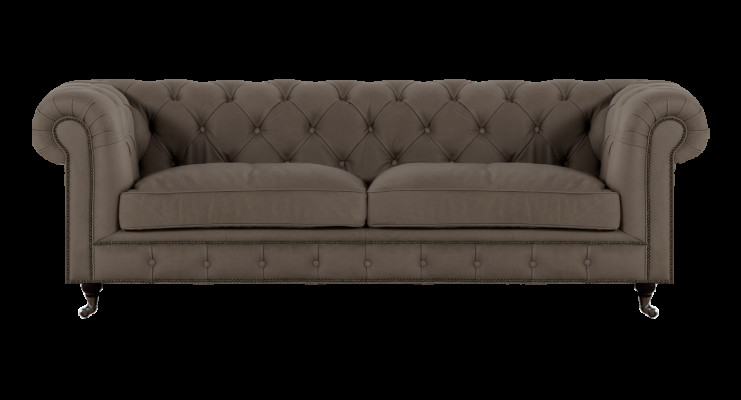 Polstermöbel Chesterfield Zweisitzer Sofa Couch Textil Grau Wohnzimmer