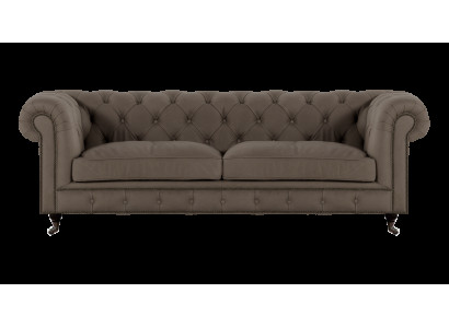 Polstermöbel Chesterfield Zweisitzer Sofa Couch Textil Grau Wohnzimmer