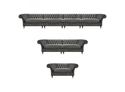 Chesterfield Designer Sofagarnitur Textil Sitzcouchen Designer Möbel