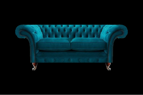 Wohnzimmer Modern Zweisitzer Sofa Couch Blau Modern Polster Stoff Textil