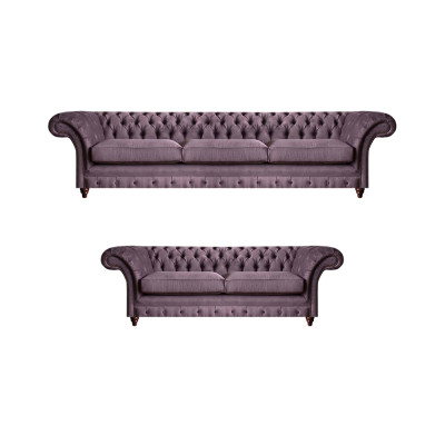 Modernes Chesterfield Polster Set Edler Dreisitzer Textil 2-Sitzer 2tlg