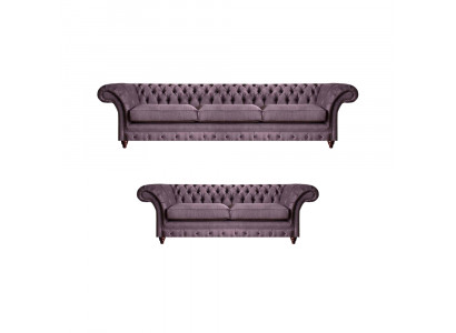 Modernes Chesterfield Polster Set Edler Dreisitzer Textil 2-Sitzer 2tlg