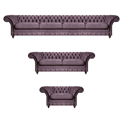 Chesterfield Lila Garnitur Komplettes Sofa Set Moderne Sitzmöbel 3tlg