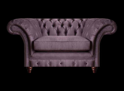Chesterfield Lila Lehnsessel Wohnzimmer Textil Einsitzer Edler 1-Sitzer
