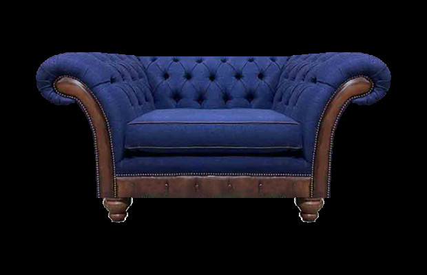 Luxuriöser Chesterfield Blauer Sessel Polstermöbel Designer Lehnsessel