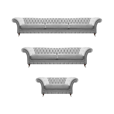 Weiße Chesterfield Couchen Designer Dreisitzer Luxus 2-Sitzer Sessel