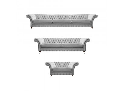 Weiße Chesterfield Couchen Designer Dreisitzer Luxus 2-Sitzer Sessel