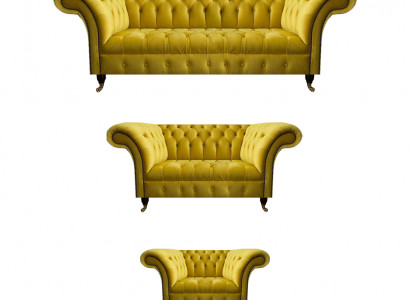 Wohnzimmer Gelbe Chesterfield Couchgarnitur Modernes 3tlg Polster Set