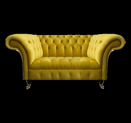 Moderne Chesterfield Sitzmöbel Gelber Zweisitzer Designer Stoffcouch