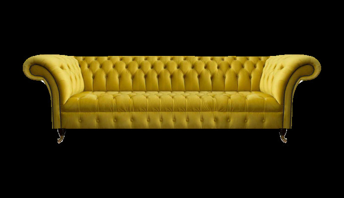 Chesterfield Gelber Viersitzer Designer Polstermöbel Wohnzimmer Couch