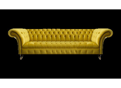 Chesterfield Gelber Viersitzer Designer Polstermöbel Wohnzimmer Couch