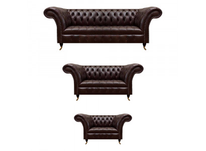 Luxuriöse Chesterfield Braune Ledergarnitur Wohnzimmer Polster Möbel